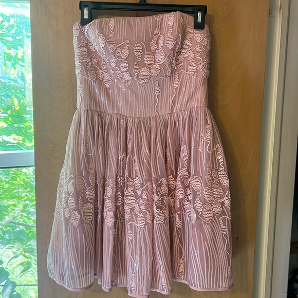 Bebe Pink Embellished Strapless Dress - Picture 1 of 4